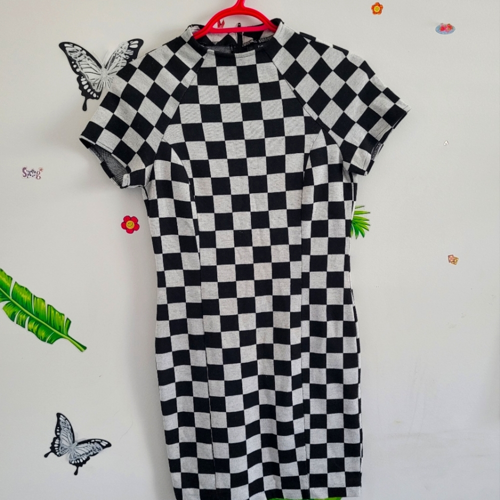 Checked mini dress